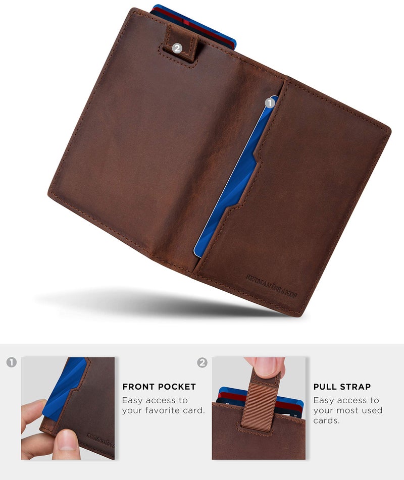 SERMAN BRANDS - Wallets for Men Slim Mens leather RFID Blocking Minimalist Card Front Pocket Bifold Travel Thin (Texas Brown 5.0) - Image 5